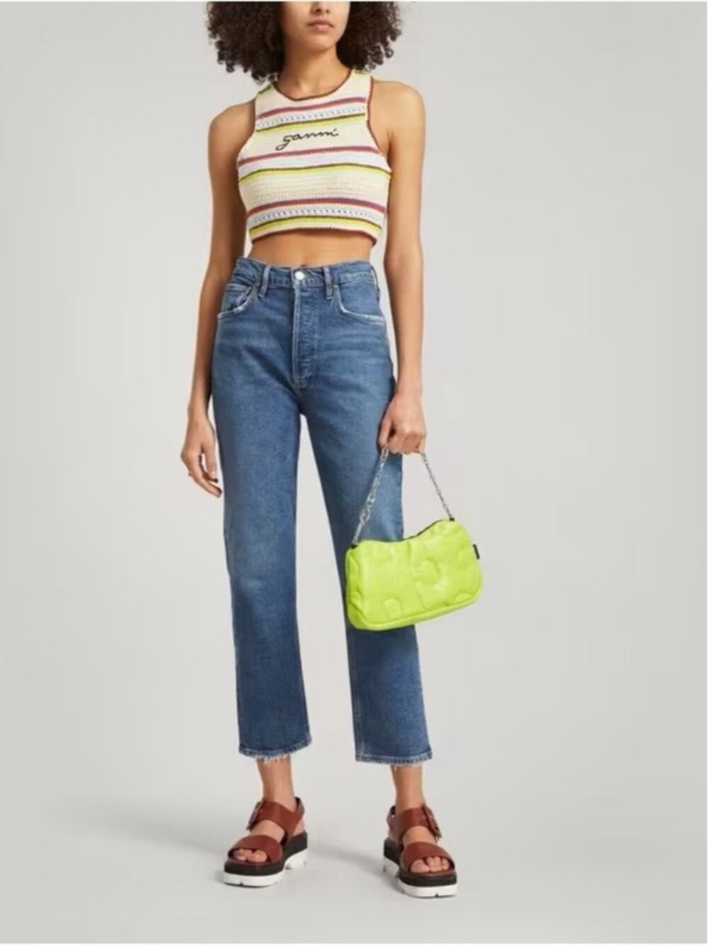 AGOLDE Riley High Rise Straight Crop Jeans Transfer Rich Blue A056D-1255 Size 30